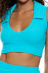 Luli Fama Beach Fuzz Deep V Polo Crop Top